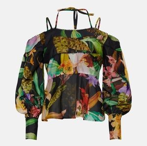 Karen Millen Dark Tropical Voile Halter Top